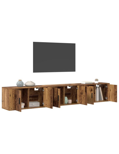 Set Mobile TV da Parete 3 pcs Legno vecchio 80 x 34,5 x 40 cm