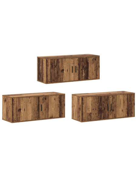 Set Mobile TV da Parete 3 pcs Legno vecchio 100 x 34,5 x 40 cm