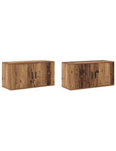 Set Mobile TV da Parete 2 pcs Legno vecchio 80 x 34,5 x 40 cm 2
