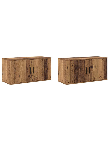 Set Mobile TV da Parete 2 pcs Legno vecchio 80 x 34,5 x 40 cm
