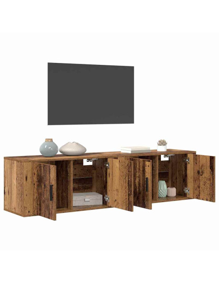 Set Mobile TV da Parete 2 pcs Legno vecchio 80 x 34,5 x 40 cm