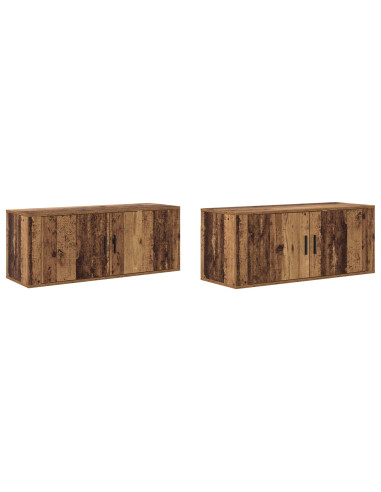 Set Mobile TV da Parete 2 pcs Legno vecchio 100 x 34,5 x 40 cm