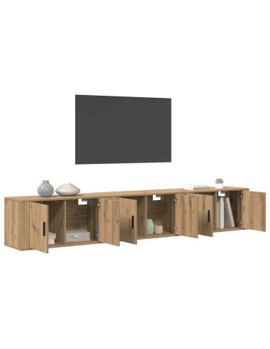 Set Mobile TV da Parete 3 pcs Rovere artigianale