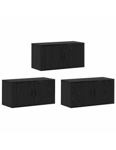 Set Mobile TV da Parete 3 pcs Rovere Nero 80 x 34,5 x 40 cm 2