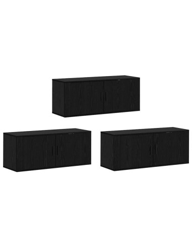 Set Mobile TV da Parete 3 pcs Rovere Nero 100 x 34,5 x 40 cm