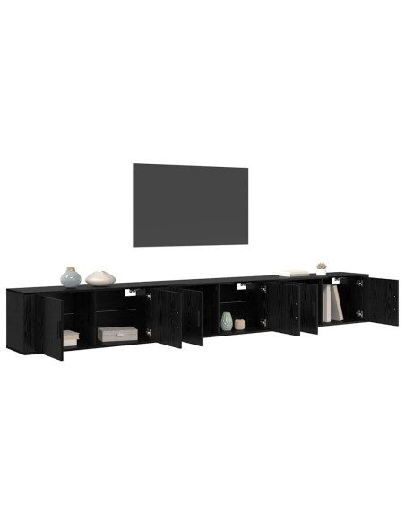 Set Mobile TV da Parete 3 pcs Rovere Nero 100 x 34,5 x 40 cm