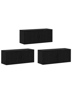 Set Mobile TV da Parete 3 pcs Rovere Nero 100 x 34,5 x 40 cm 2