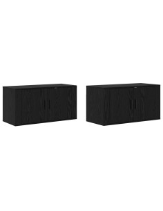 Set Mobile TV da Parete 2 pcs Rovere Nero 80 x 34,5 x 40 cm 2