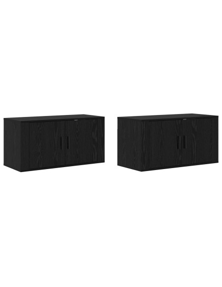 Set Mobile TV da Parete 2 pcs Rovere Nero 80 x 34,5 x 40 cm