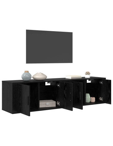 Set Mobile TV da Parete 2 pcs Rovere Nero 80 x 34,5 x 40 cm