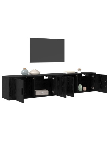 Set Mobile TV da Parete 2 pcs Rovere Nero 100 x 34,5 x 40 cm