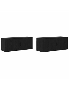 Set Mobile TV da Parete 2 pcs Rovere Nero 100 x 34,5 x 40 cm 2