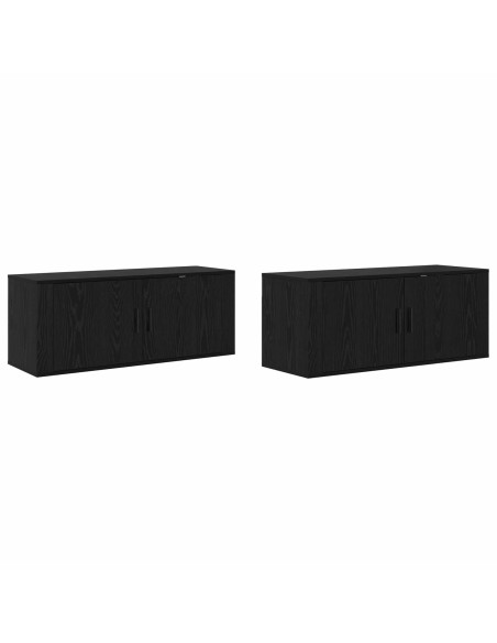 Set Mobile TV da Parete 2 pcs Rovere Nero 100 x 34,5 x 40 cm