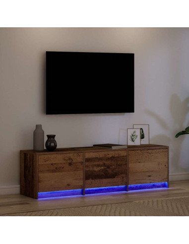 Mobile TV con LED con cassetto Legno vecchio 140 x 34 x 40 cm