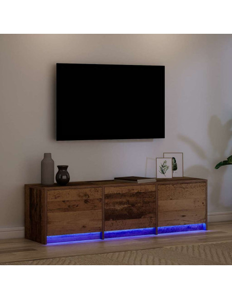 Mobile TV con LED con cassetto Legno vecchio 140 x 34 x 40 cm