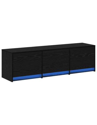 Mobile TV con LED con cassetto Rovere Nero 140 x 34 x 40 cm