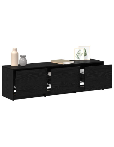 Mobile TV con LED con cassetto Rovere Nero 140 x 34 x 40 cm