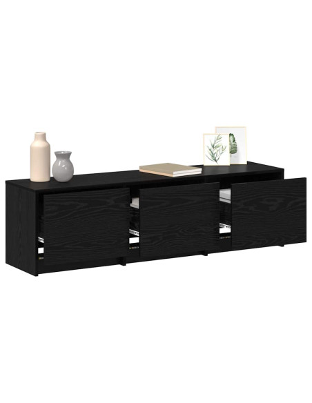 Mobile TV con LED con cassetto Rovere Nero 140 x 34 x 40 cm