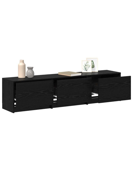 Mobile TV con LED con cassetto Rovere Nero 162 x 34 x 40 cm