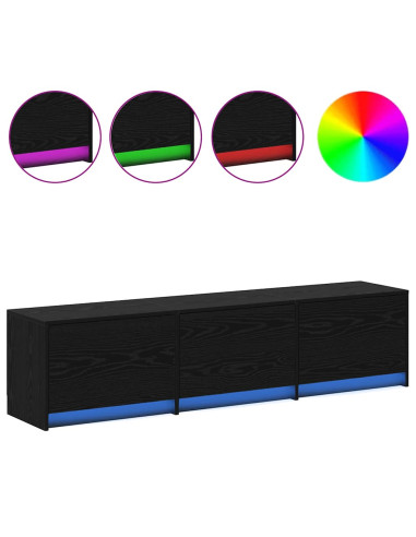 Mobile TV con LED con cassetto Rovere Nero 162 x 34 x 40 cm