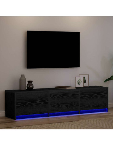 Mobile TV con LED con cassetto Rovere Nero 162 x 34 x 40 cm