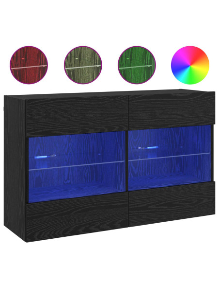 Mobile TV da parete Rovere Nero 98,5 x 30 x 60,5 cm