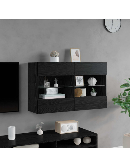 Mobile TV da parete Rovere Nero 98,5 x 30 x 60,5 cm