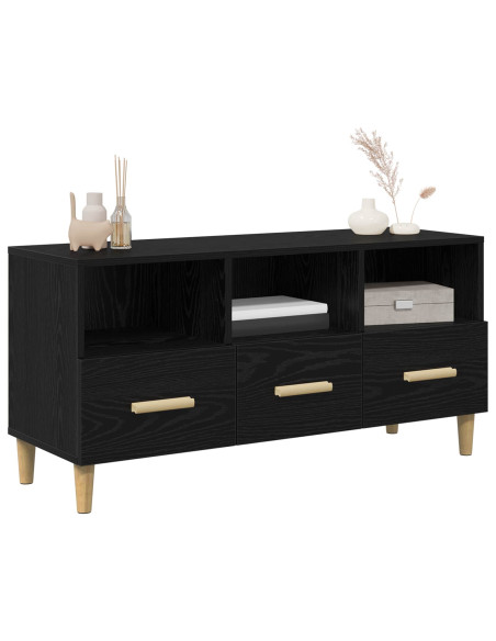 Mobile TV Rovere Nero 102 x 35,5 x 50 cm Legno multistrato