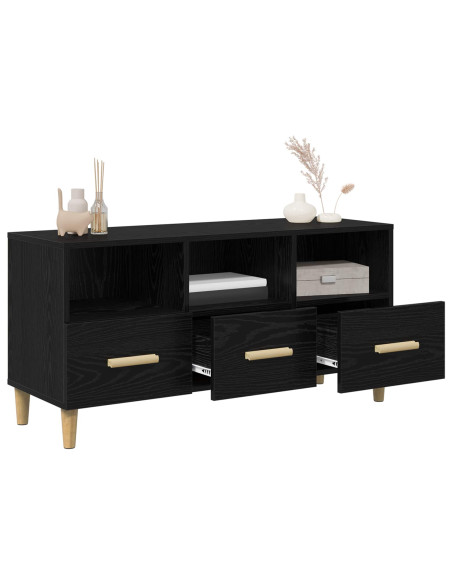 Mobile TV Rovere Nero 102 x 35,5 x 50 cm Legno multistrato