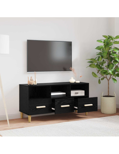 Mobile TV Rovere Nero 102 x 35,5 x 50 cm Legno multistrato