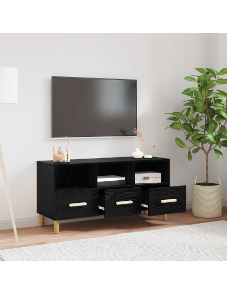 Mobile TV Rovere Nero 102 x 35,5 x 50 cm Legno multistrato