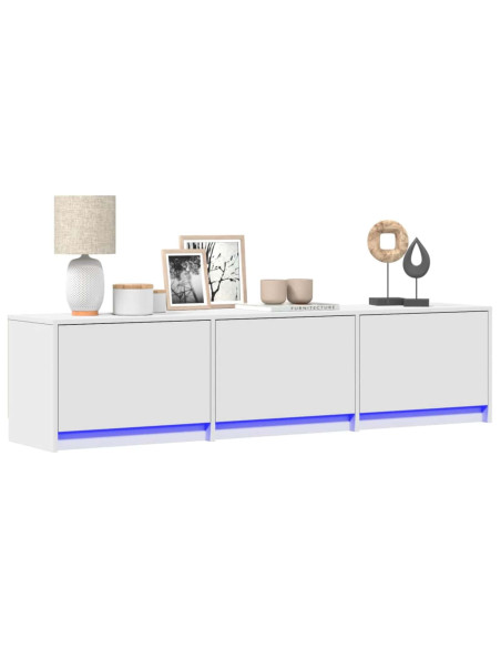 Mobile TV con led Bianco 165 x 34 x 40 cm Legno multistrato