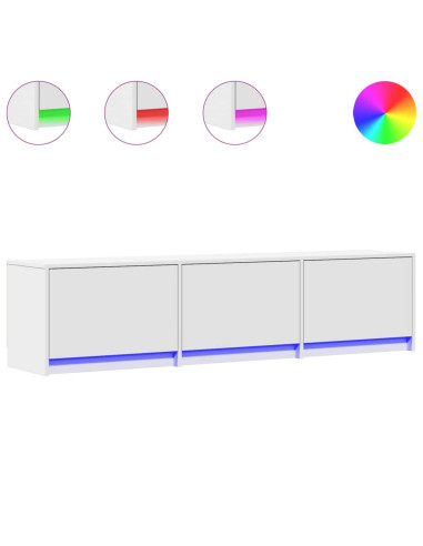 Mobile TV con led Bianco 165 x 34 x 40 cm Legno multistrato