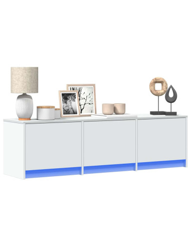 Mobile TV con led Bianco 140 x 34 x 40 cm Legno multistrato