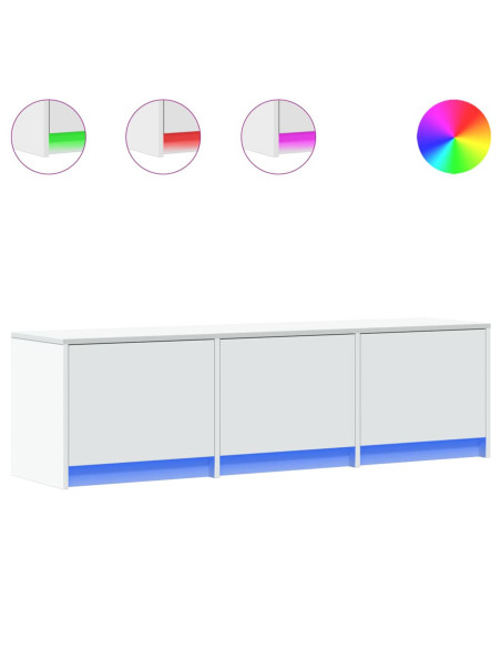 Mobile TV con led Bianco 140 x 34 x 40 cm Legno multistrato