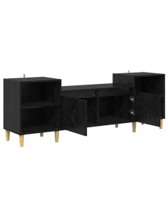 Mobile TV Rovere Nero 160 x 35 x 55 cm Legno multistrato 2