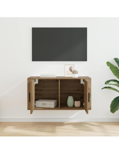 Mobile TV da parete rovere artigianale 80 x 34,5 x 40 cm