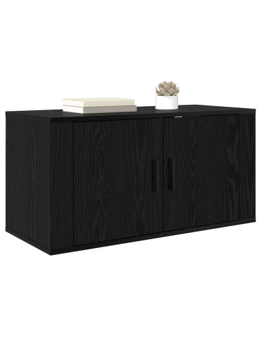 Mobile TV da parete Rovere nero 80 x 34,5 x 40 cm