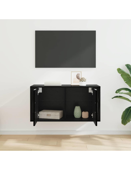 Mobile TV da parete Rovere nero 80 x 34,5 x 40 cm