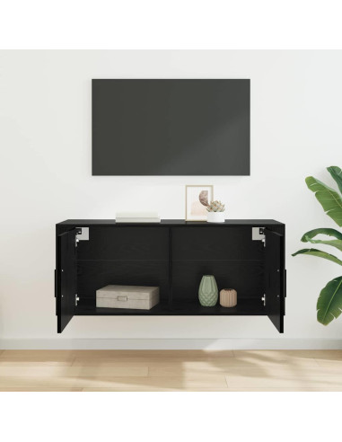 Mobile TV da parete Rovere Nero 100 x 34,5 x 40 cm