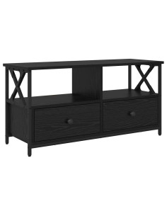 Mobile TV con cassetto Rovere Nero 90 x 33 x 45 cm 2