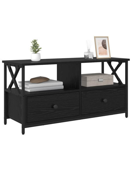 Mobile TV con cassetto Rovere Nero 90 x 33 x 45 cm