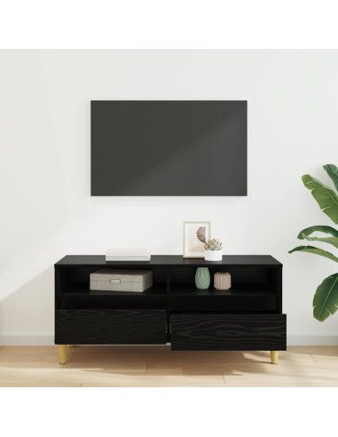 Mobile TV Rovere Nero 100 x 34,5 x 44,5 cm Legno multistrato