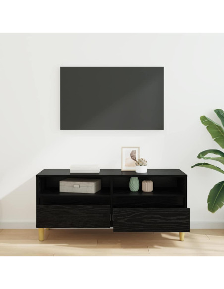 Mobile TV Rovere Nero 100 x 34,5 x 44,5 cm Legno multistrato