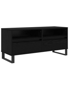 Mobile TV con cassetto Rovere Nero 100 x 34,5 x 44,5 cm 2