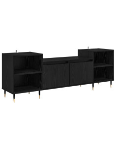 Mobile TV Rovere Nero 160 x 35 x 55 cm Legno multistrato 2
