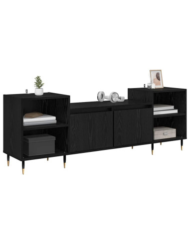 Mobile TV Rovere Nero 160 x 35 x 55 cm Legno multistrato