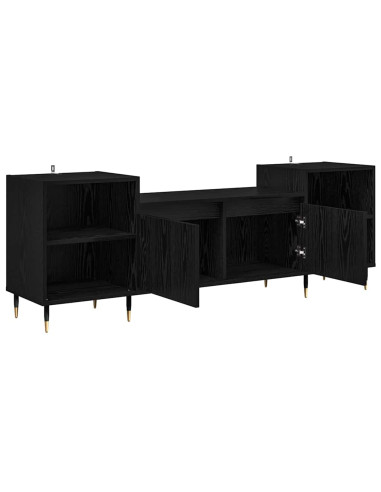 Mobile TV Rovere Nero 160 x 35 x 55 cm Legno multistrato