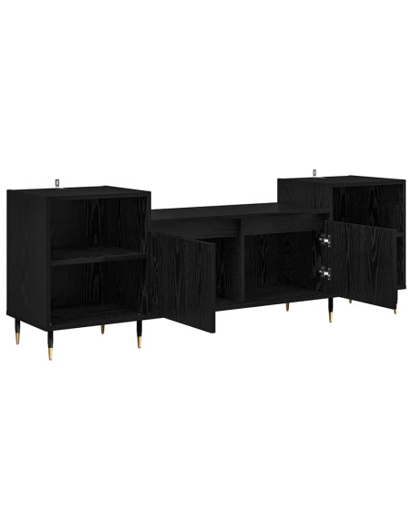 Mobile TV Rovere Nero 160 x 35 x 55 cm Legno multistrato