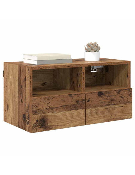 Mobiletti TV da Parete 2 pcs Legno vecchio 60 x 30 x 30 cm